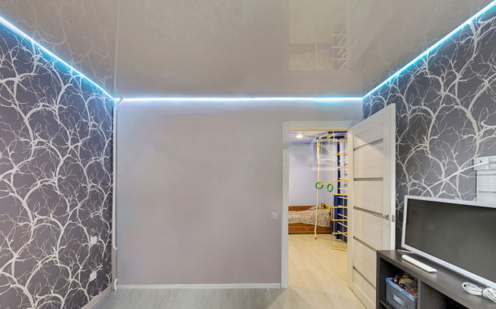 Structure de plafond flottant avec éclairage périphérique
