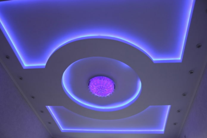 Structure de plafond flottant à deux niveaux