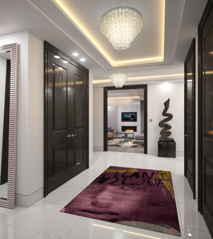 structure de plafond flottante dans le couloir