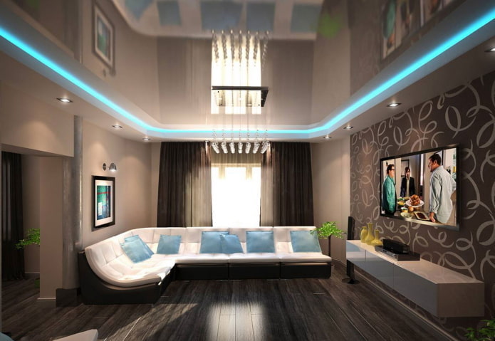 Structure de plafond flottant dans le salon