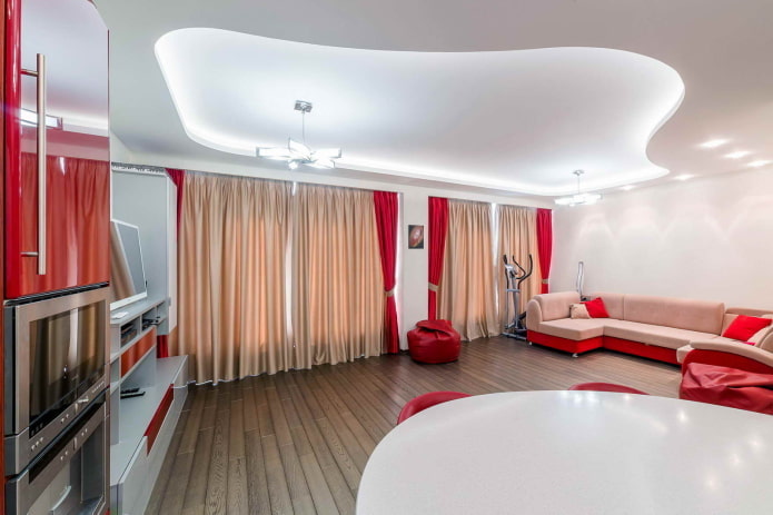 Structure de plafond flottant dans le salon