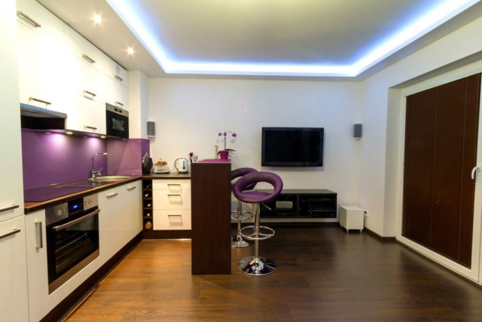 Plafond tendu flottant dans la cuisine