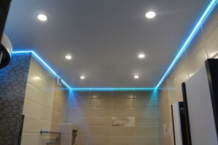 Structure de plafond flottante avec éclairage le long du périmètre 