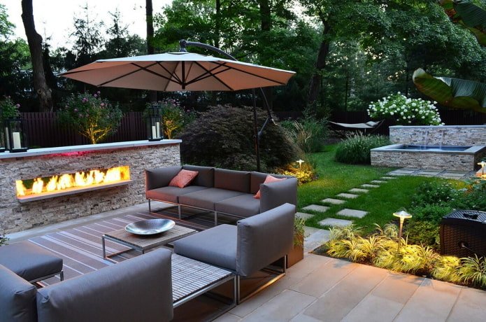 cheminée sur le patio