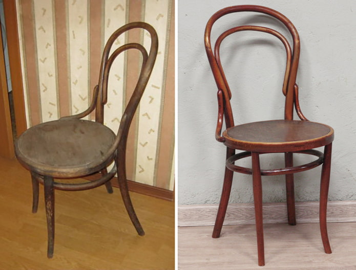Chaise viennoise avant et après