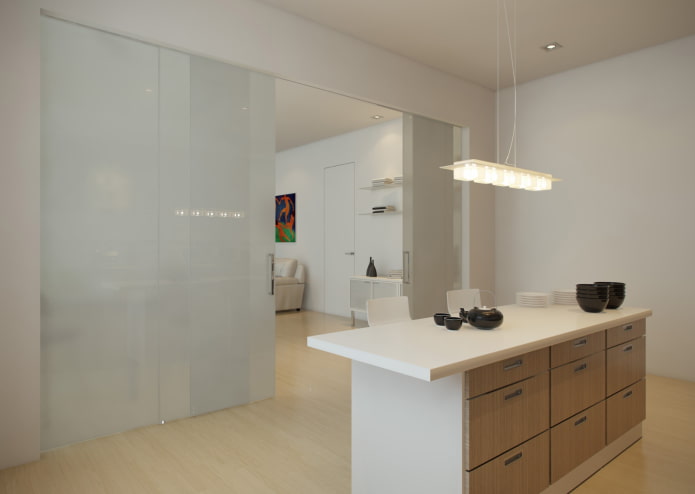 Cloison plastique pour un intérieur cuisine-salon