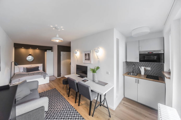 Réaménagement d'un appartement d'une pièce dans un immeuble Khrouchtchev