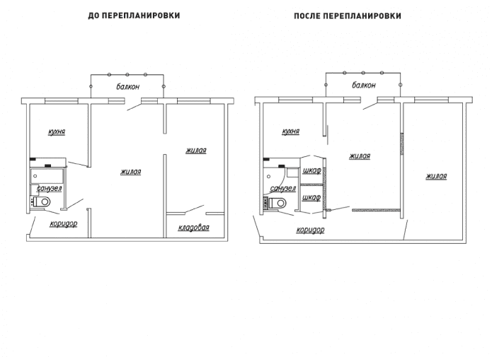 Réaménagement d'un appartement de deux pièces dans un immeuble Khrouchtchev