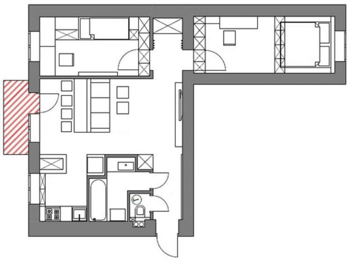 Réaménagement d'un appartement Khrouchtchevka de trois pièces