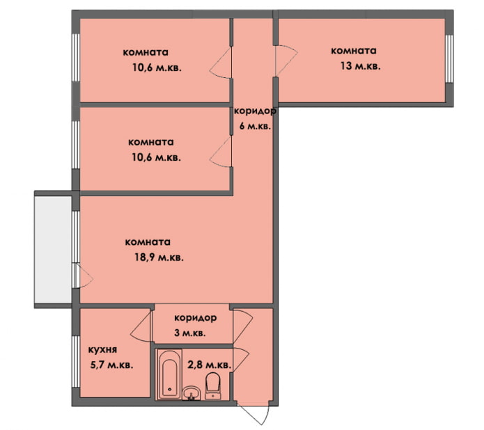 Réaménagement d'un appartement Khrouchtchevka de quatre pièces