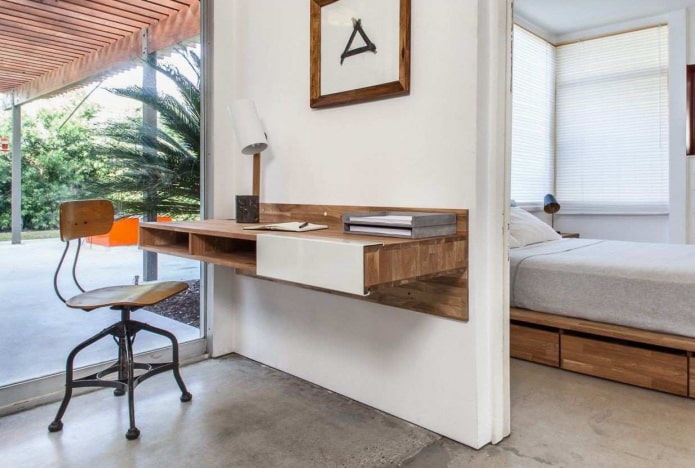 hanging writing desk in the interior