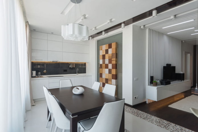 Cuisine dans un appartement deux pièces de style européen