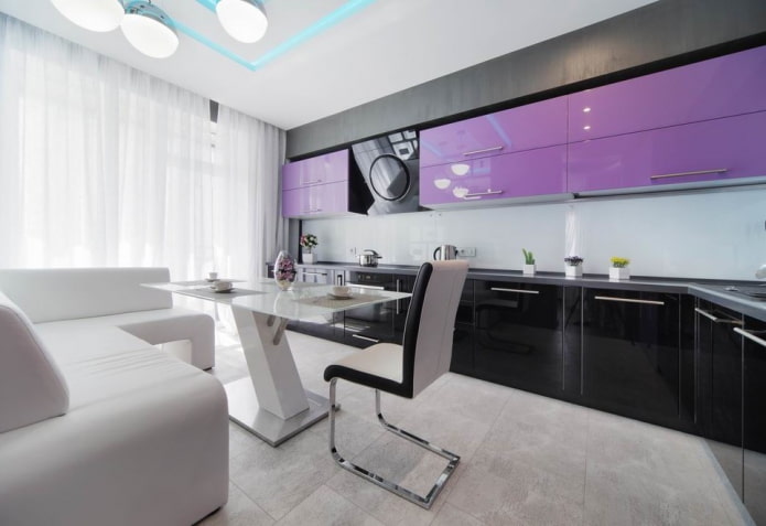 Carrelage de sol dans la cuisine de style high-tech