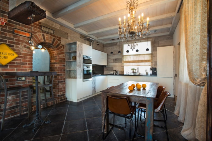 Carrelage de sol de cuisine de style loft style