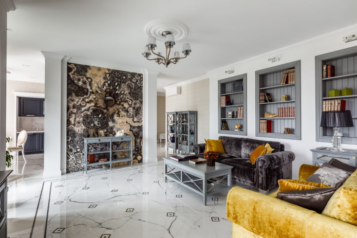 carrelage en marbre dans le salon