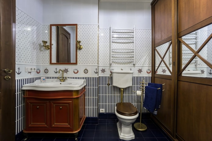 carrelage dans la salle de bain de style marin