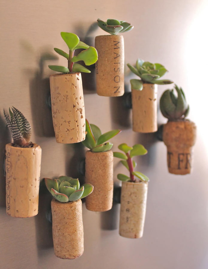 aimants de réfrigérateur en liège mini pots de fleurs