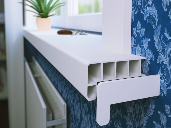 Appui de fenêtre en PVC vu de l'intérieur