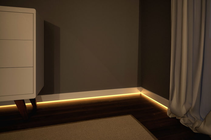Éclairage au sol avec bande LED à l'intérieur