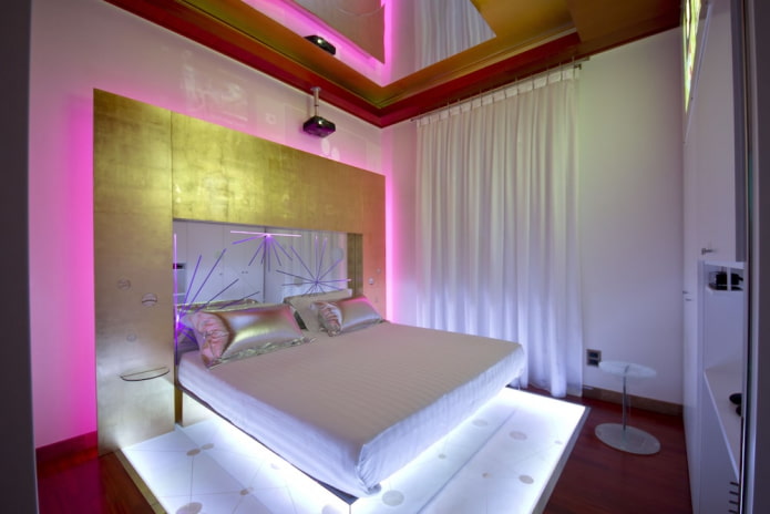 Éclairage au sol dans l'intérieur de la chambre