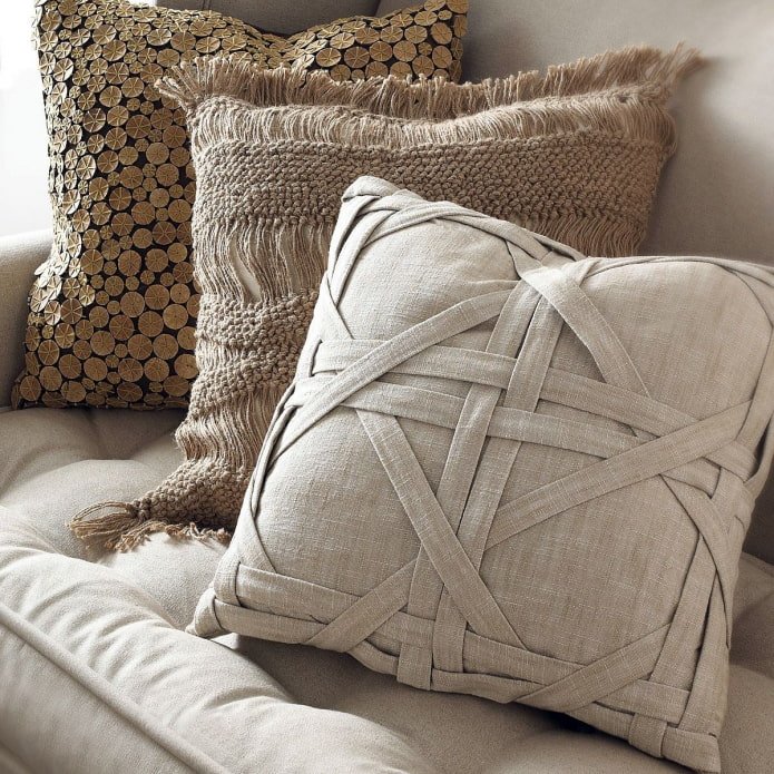 coussin en toile de jute