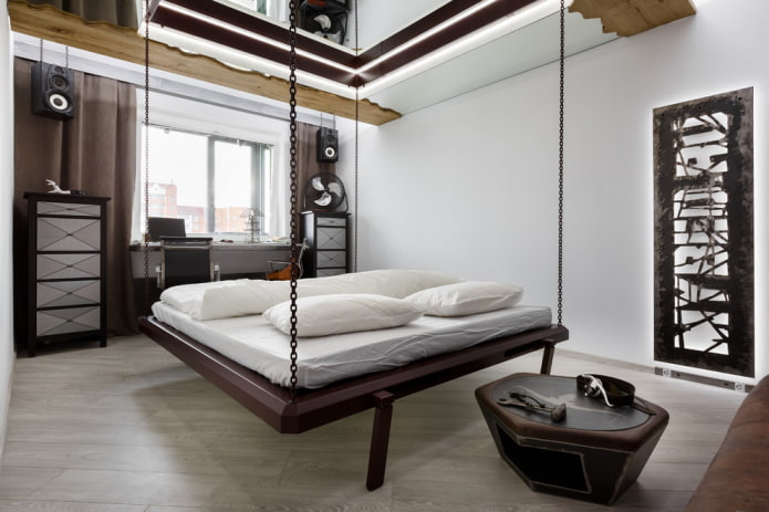 Lit à chaînes à l'intérieur