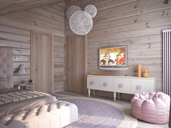 lambris blanchis à l'intérieur d'une chambre d'enfant
