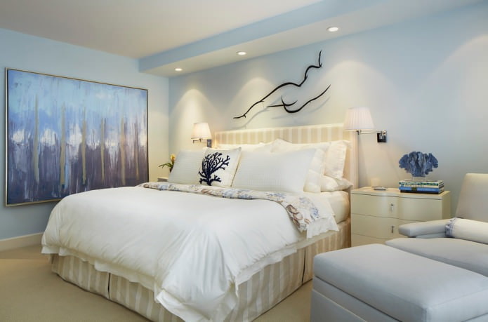 peinture bleue sur les murs de la chambre