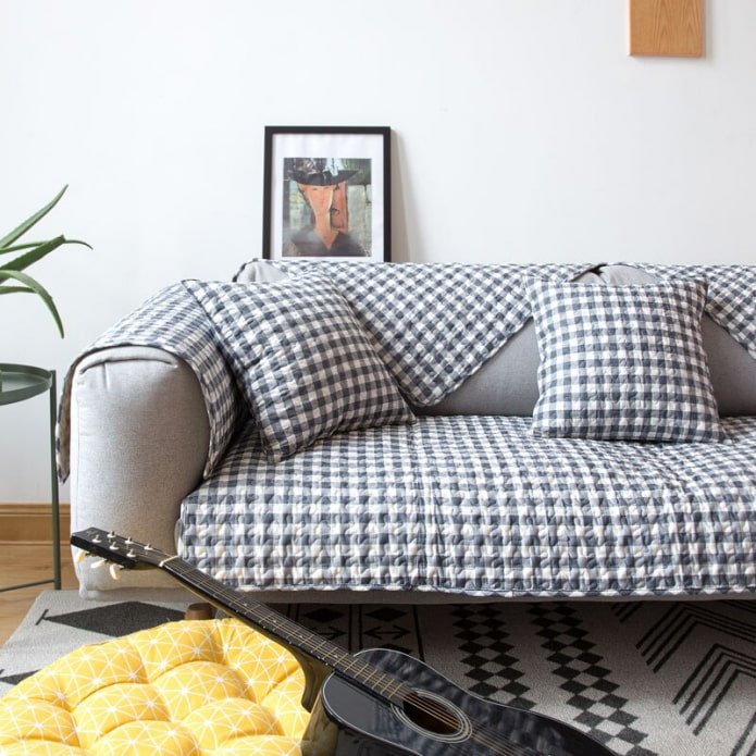 Jeté de canapé à carreaux pour l'intérieur