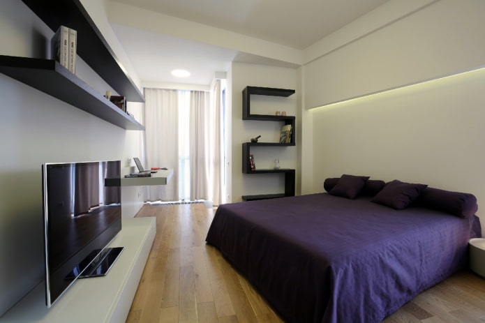 lit avec couvre-lit de style high-tech