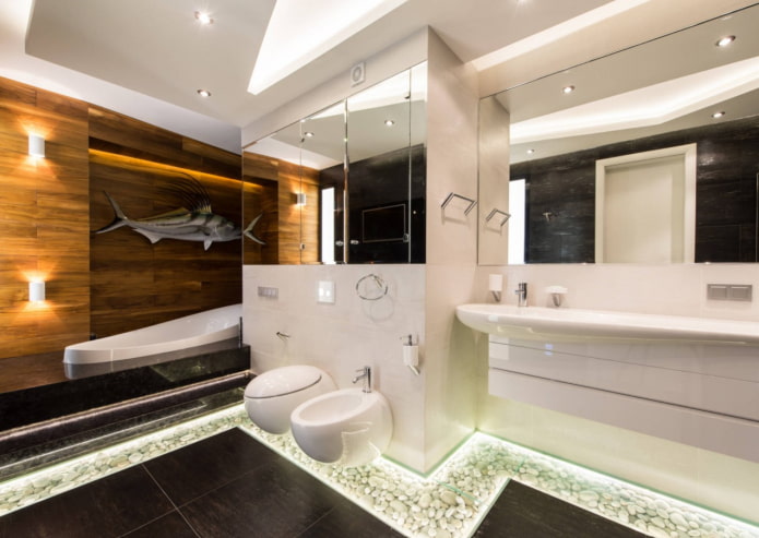 Éclairage au sol dans la salle de bain