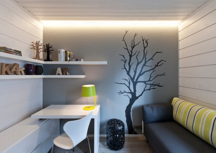 Étagères murales d'angle à l'intérieur