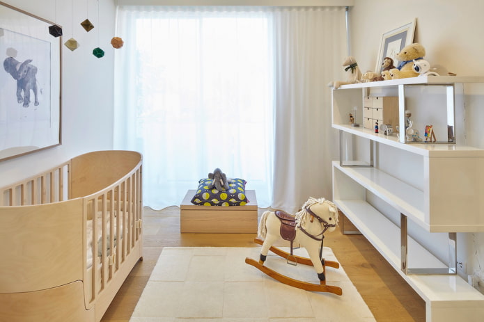 étagères de sol à l'intérieur d'une chambre d'enfant