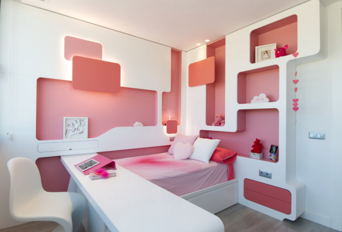 Étagères en plaques de plâtre dans une chambre d'enfant