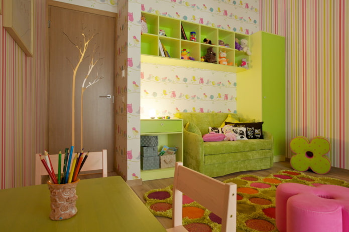 coloration des étagères à l'intérieur de la chambre d'enfant