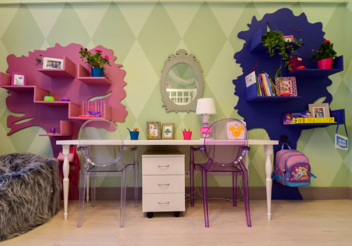 Design d'étagère dans une chambre d'enfant