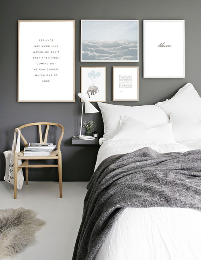 Murs gris dans la chambre