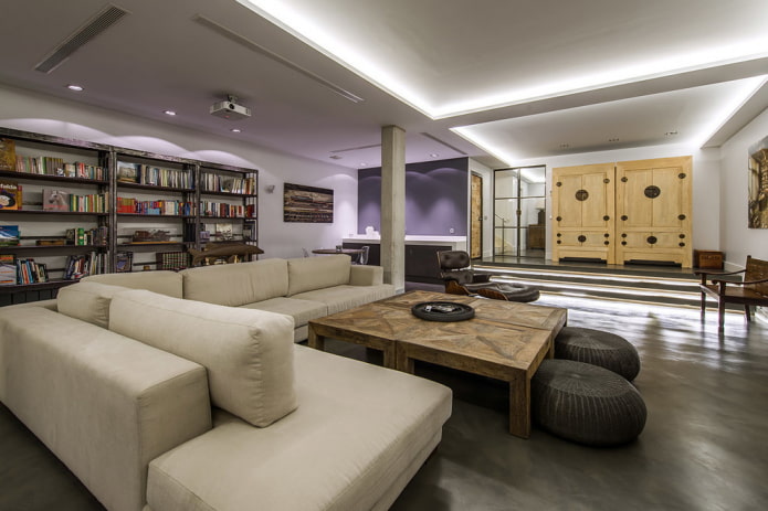 plafond en placoplâtre de style loft