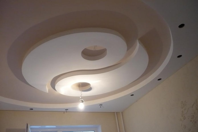 Construction en plaques de plâtre en forme de yin-yang