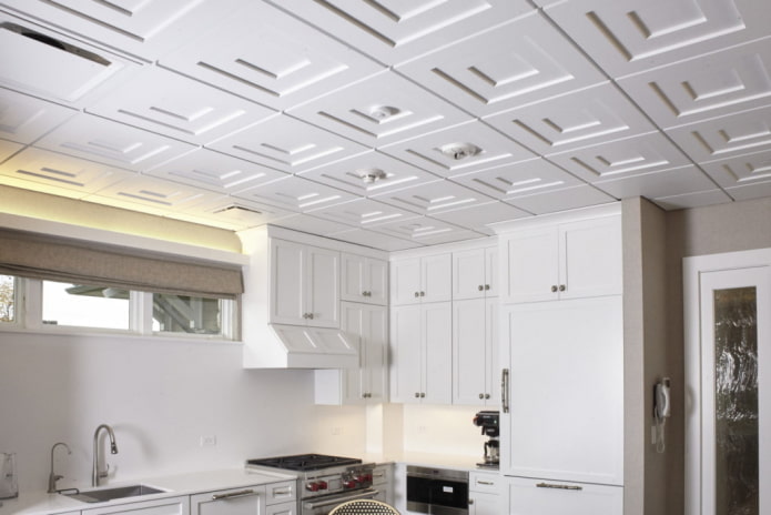carreaux au plafond dans la cuisine intérieure