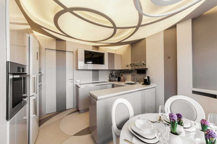 Plafond de verre dans la cuisine