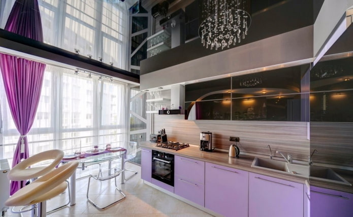 plafond tendu dans l'intérieur de la cuisine