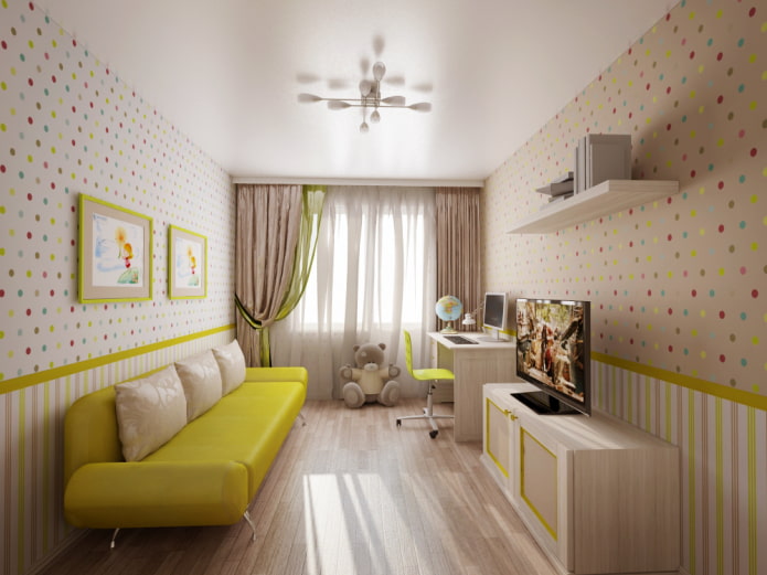 Plafond tendu satiné dans la chambre de bébé