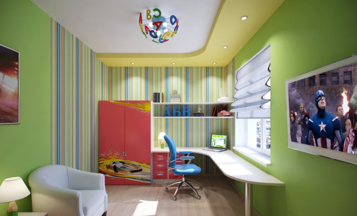 Structure de plafond à deux niveaux dans une chambre d'enfant
