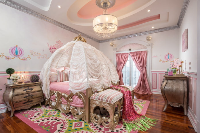 Design de plafond dans une chambre de fille