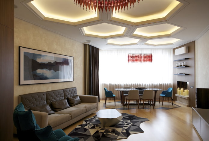 Structure de plafond avec rétroéclairage dans le hall