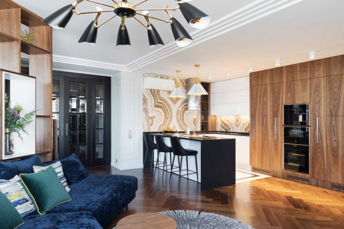 Zonage du plafond à l'intérieur d'une cuisine-salon