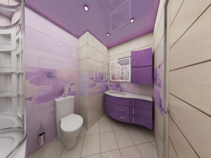 lilas Plafond dans la salle de bain