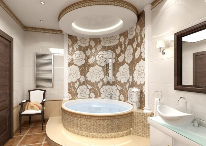 Plafond figuré dans l'intérieur de la salle de bain