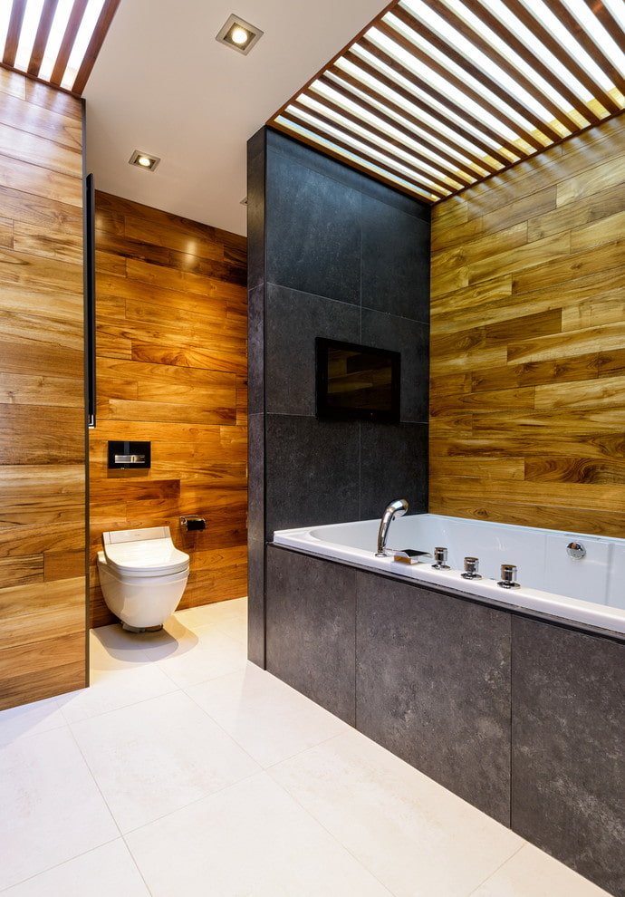 conception du plafond dans Salle de bain combinée avec WC